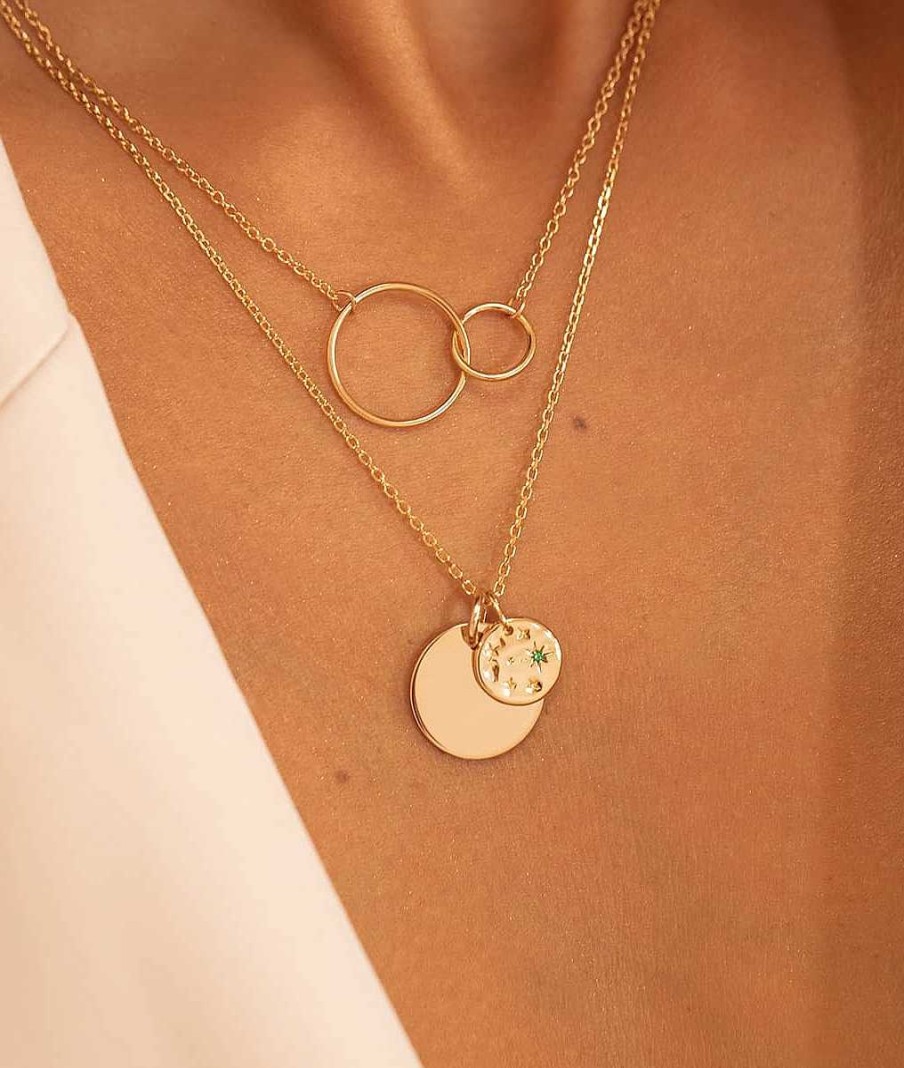 Colliers Femme L'Atelier d'Amaya | Collier Cha Ne M Dailles Plate Et Constellation Plaqu Or