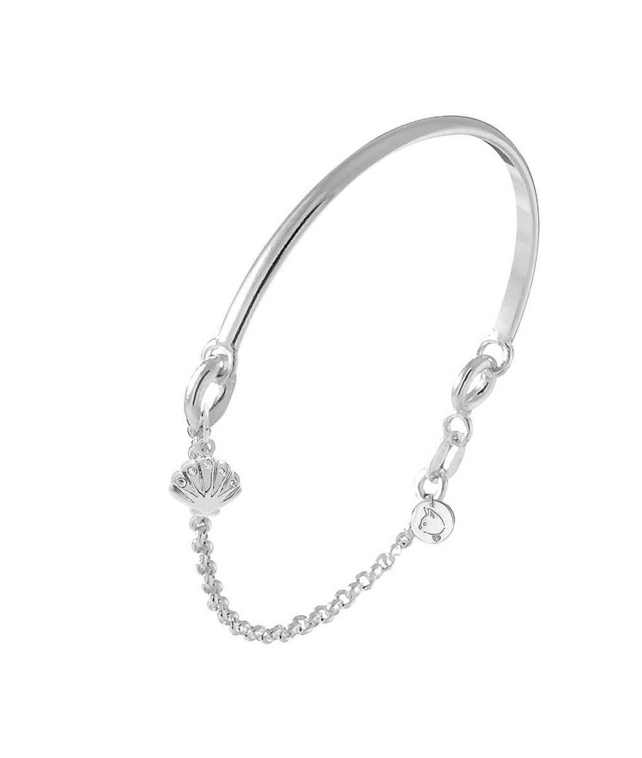 Bracelets Femme L'Atelier d'Amaya | Demi Jonc Cha Nette M Daille Coquillage Zircons Argent 925