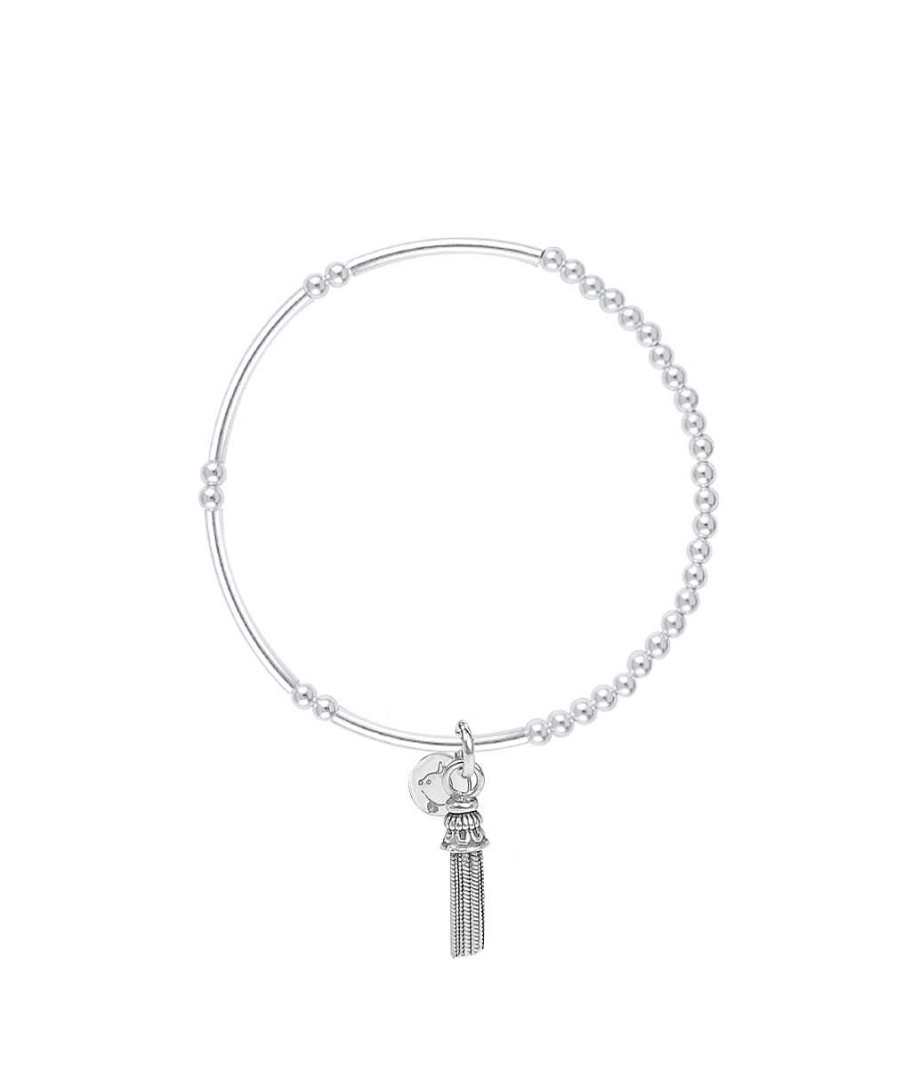 Bracelets Femme L'Atelier d'Amaya | Bracelet Perles 3 Mm Et Tubes Avec Pompon En Argent Argent 925