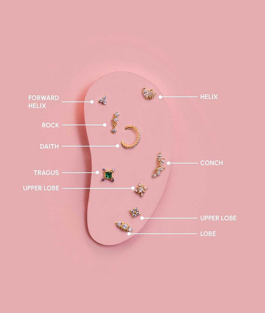 Boucles D'Oreilles Femme L'Atelier d'Amaya | Piercing Flocon Zircons [ L'Unit ] Plaqu Or