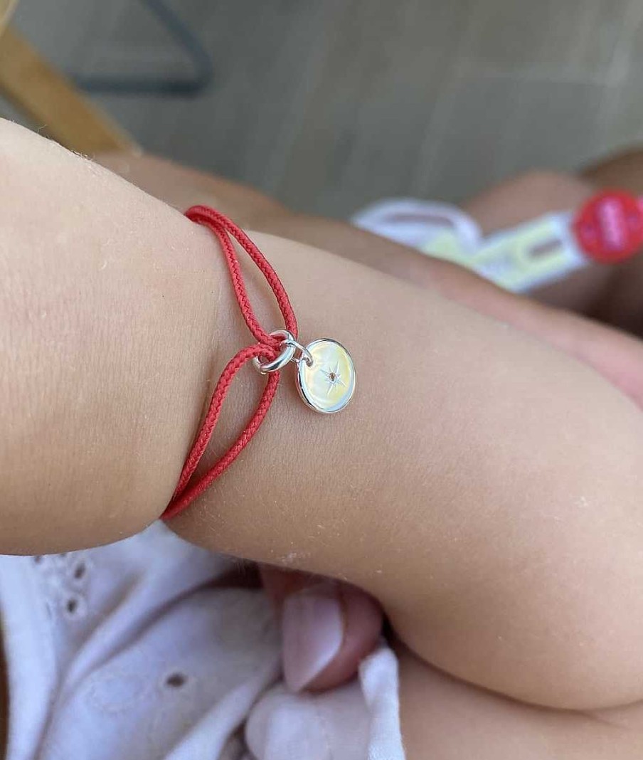 Bijoux Enfant L'Atelier d'Amaya | Bracelet Cordon Et M Daille Toile Scintillante Pour Enfant Argent 925