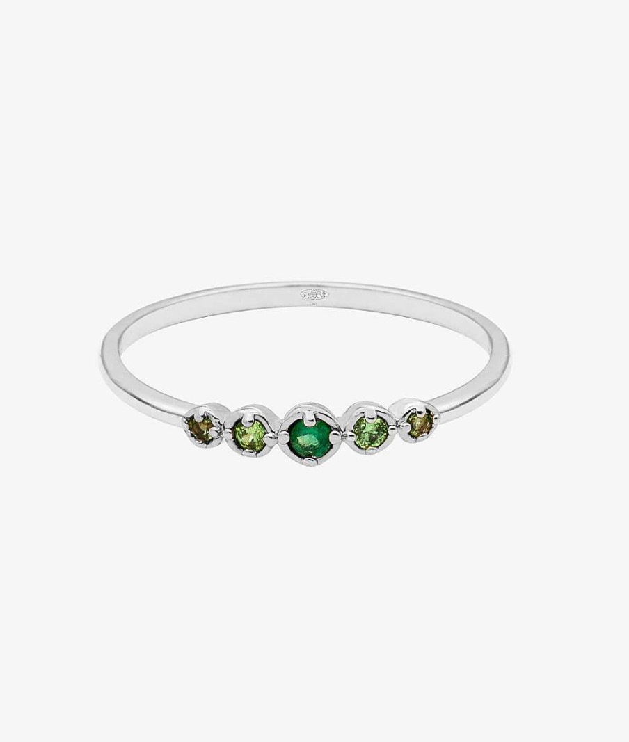 Bagues Femme L'Atelier d'Amaya | Bague Fine Barrette De Zircons D Grad S Verts Argent 925