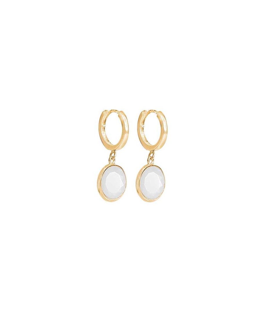 Boucles D'Oreilles Femme L'Atelier d'Amaya | Boucles D'Oreilles Cr Oles Et Pierre De Lune Plaqu Or