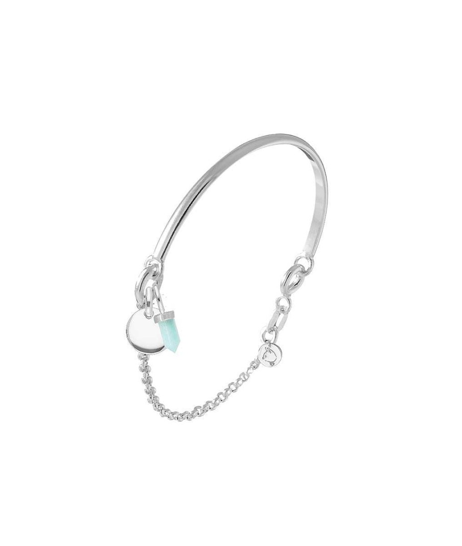 Bracelets Femme L'Atelier d'Amaya | Demi Jonc Cha Nette M Daille Bomb E Et Petit Prisme Amazonite Argent 925