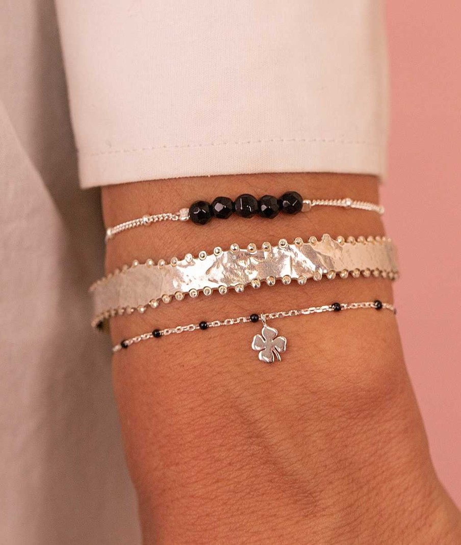 Bracelets Femme L'Atelier d'Amaya | Trio Com Te Tr Fle Et Onyx Argent 925