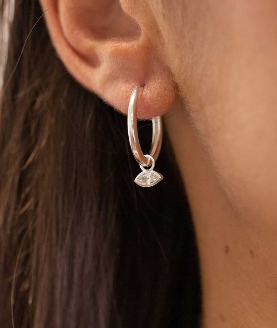 Bijoux Femme L'Atelier d'Amaya | Pampille Oeil Zircon Blanc Pour Boucle D'Oreille Argent 925