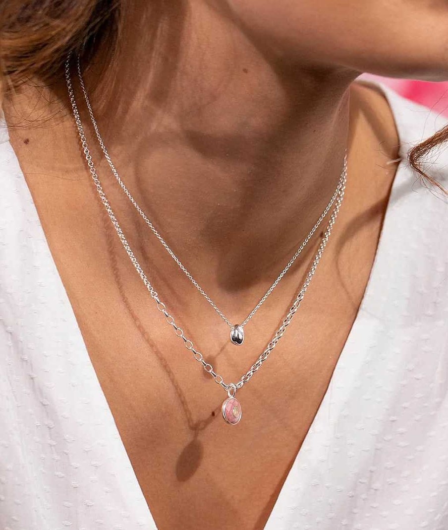 Colliers Femme L'Atelier d'Amaya | Collier Pendentif Rhodonite Et Labradorite Argent 925