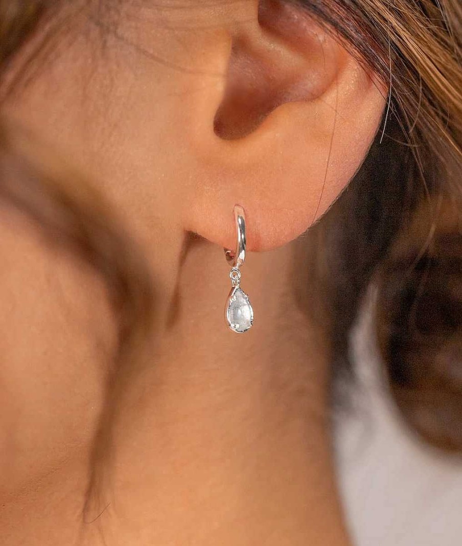 Boucles D'Oreilles Femme L'Atelier d'Amaya | Boucles D'Oreilles Petites Cr Oles Gouttes Pierre Fine Argent 925