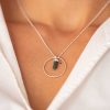 Colliers Femme L'Atelier d'Amaya | Collier Cha Ne Anneau Et Petit Prisme Agate Verte Argent 925