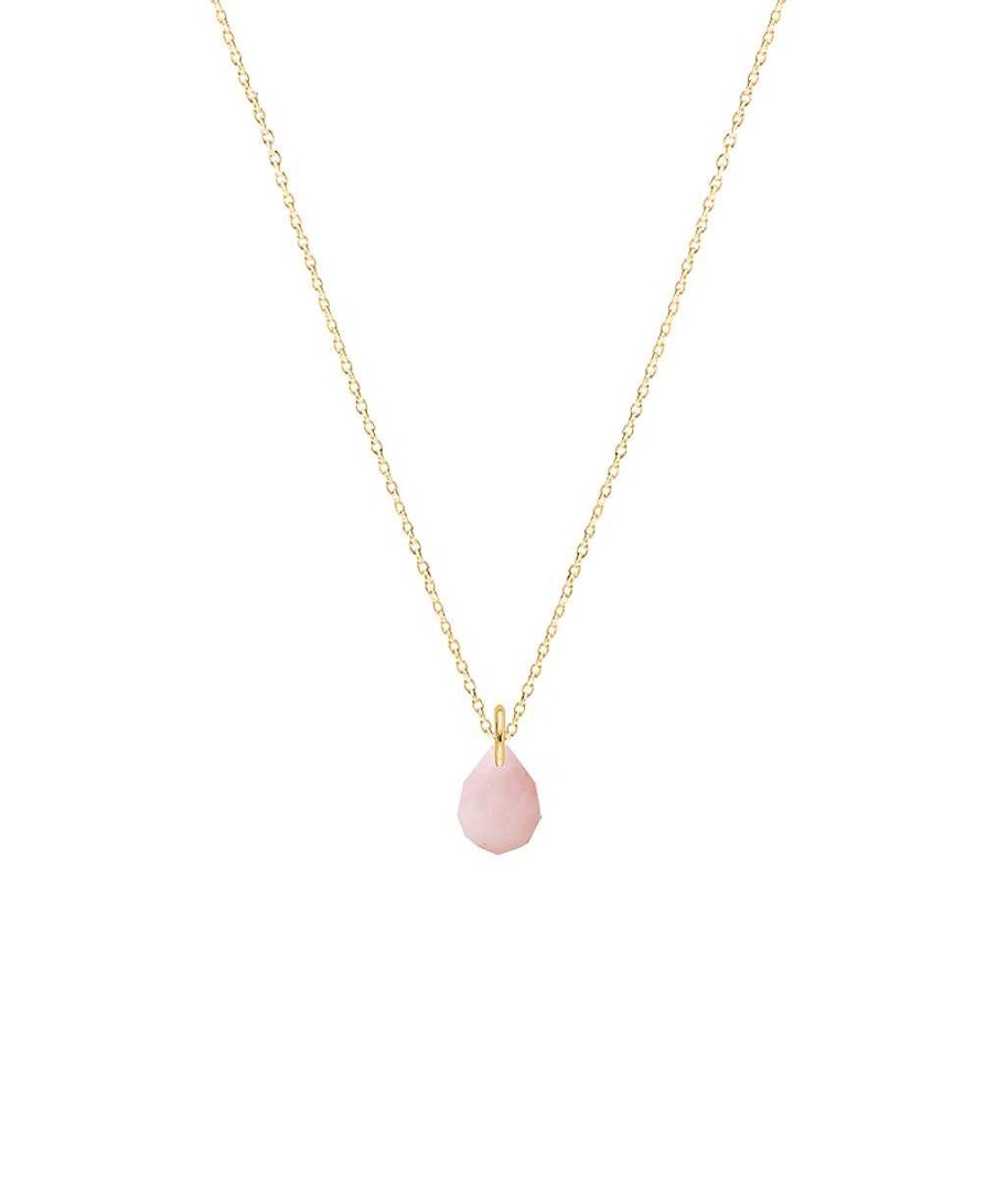 Colliers Femme L'Atelier d'Amaya | Collier Cha Ne Et Quartz Rose Suspendu Plaqu Or