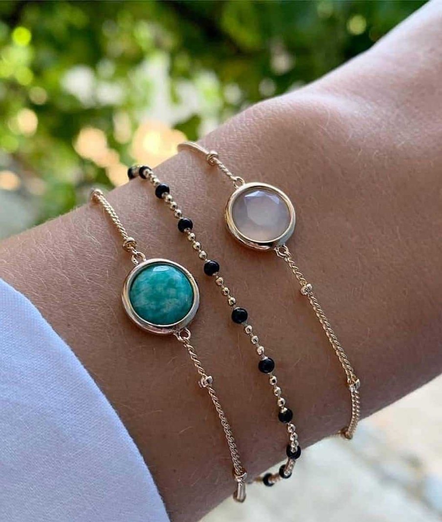 Bracelets Femme L'Atelier d'Amaya | Bracelet Cha Ne Perl E Pastille Pierre De Lune Plaqu Or