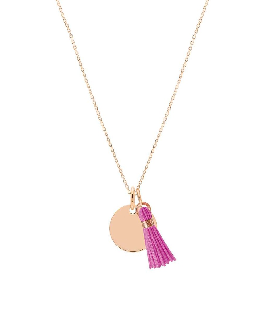 Colliers Femme L'Atelier d'Amaya | Collier Cha Ne M Daille Et Pompon Plaqu Or Rose