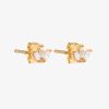 Boucles D'Oreilles Femme L'Atelier d'Amaya | Boucles D'Oreilles Puces Trois P Tales De Zircons Plaqu Or