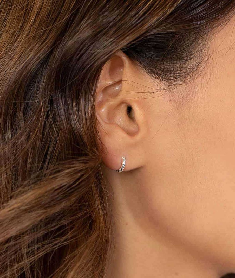 Boucles D'Oreilles Femme L'Atelier d'Amaya | Boucles D'Oreilles Mini Cr Oles Torsad Es Argent 925