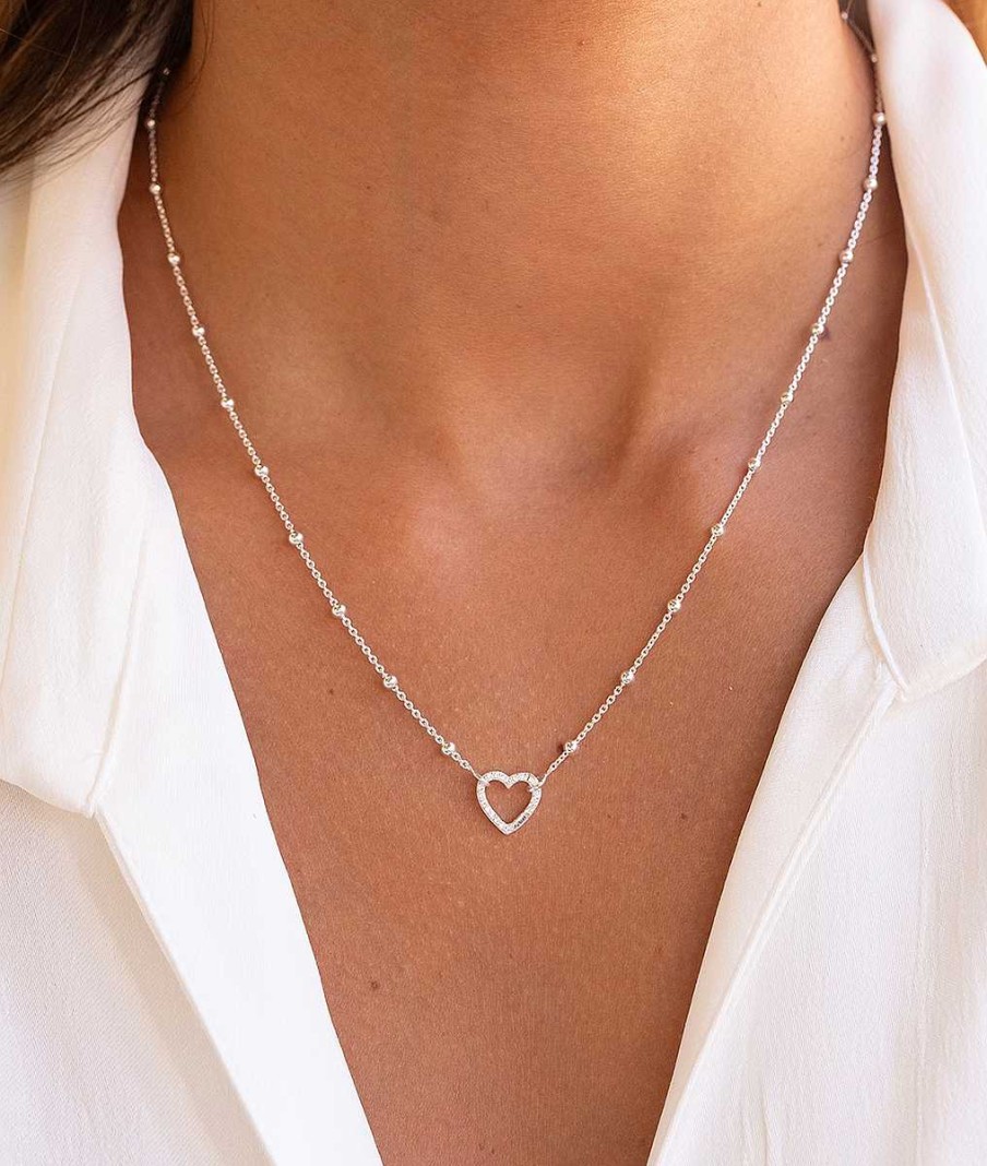 Colliers Femme L'Atelier d'Amaya | Collier Cha Ne Perl E Et Mousqueton Coeur Argent 925