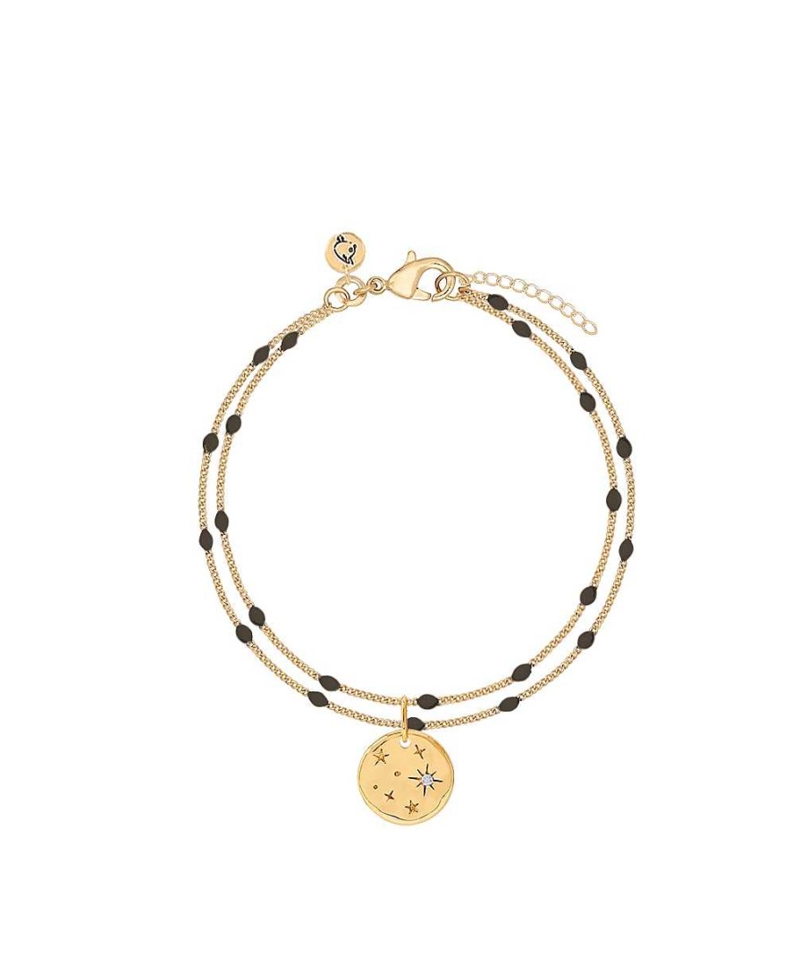 Bracelets Femme L'Atelier d'Amaya | Bracelet Double Rang Mini Perles Noires Et M Daille Constellation Plaqu Or