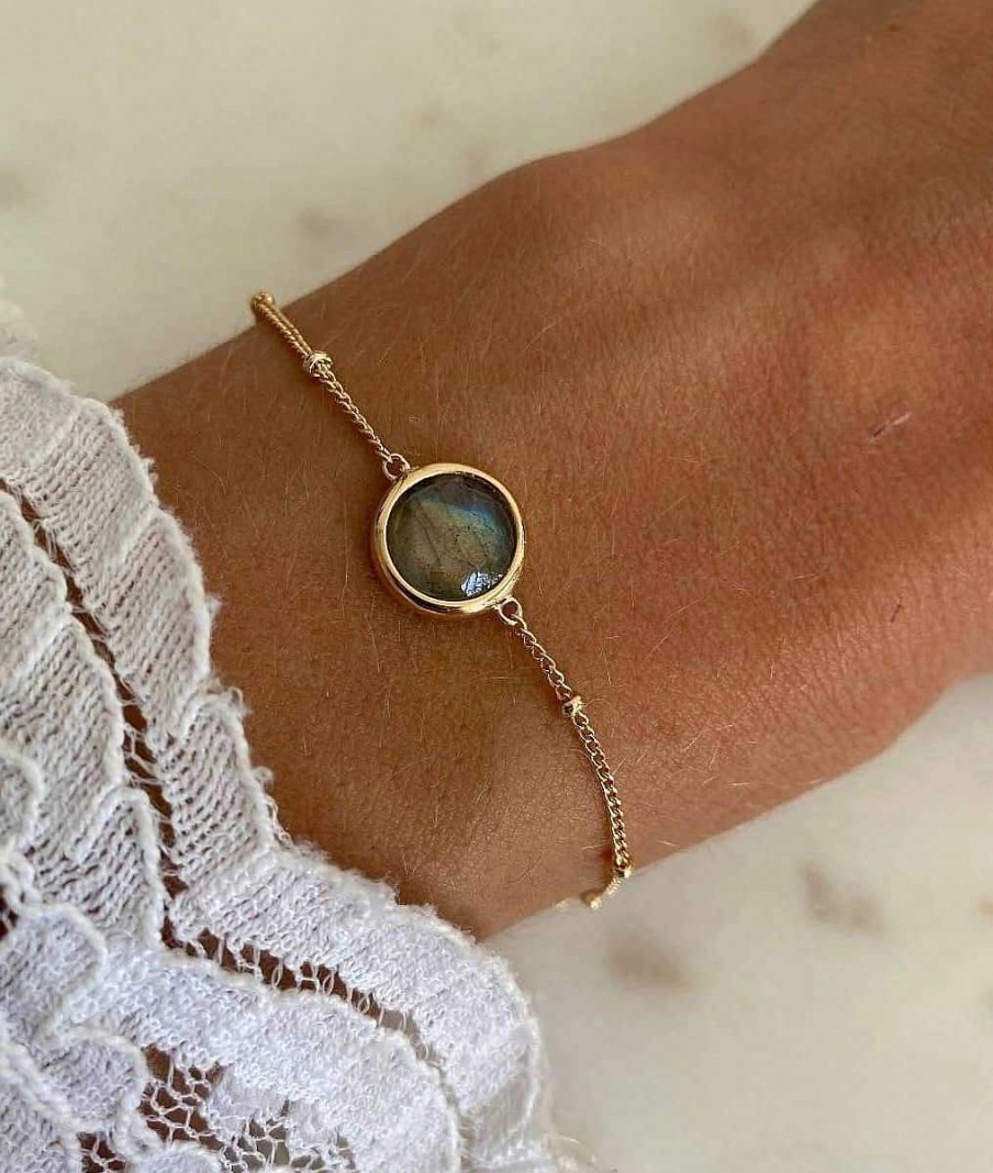 Bracelets Femme L'Atelier d'Amaya | Bracelet Cha Ne Perl E Pastille Labradorite Plaqu Or