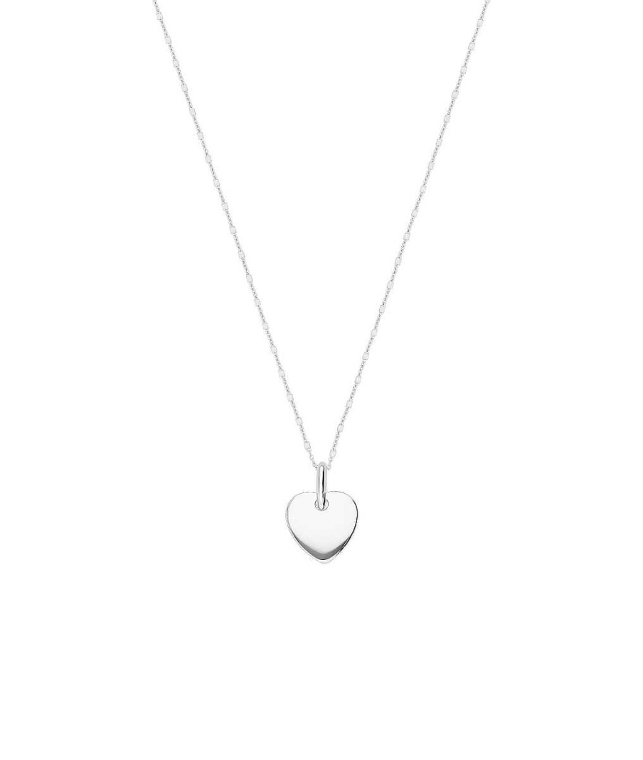 Colliers Femme L'Atelier d'Amaya | Collier Cha Ne Carr E Facett E Et Petit Coeur Bomb Argent 925