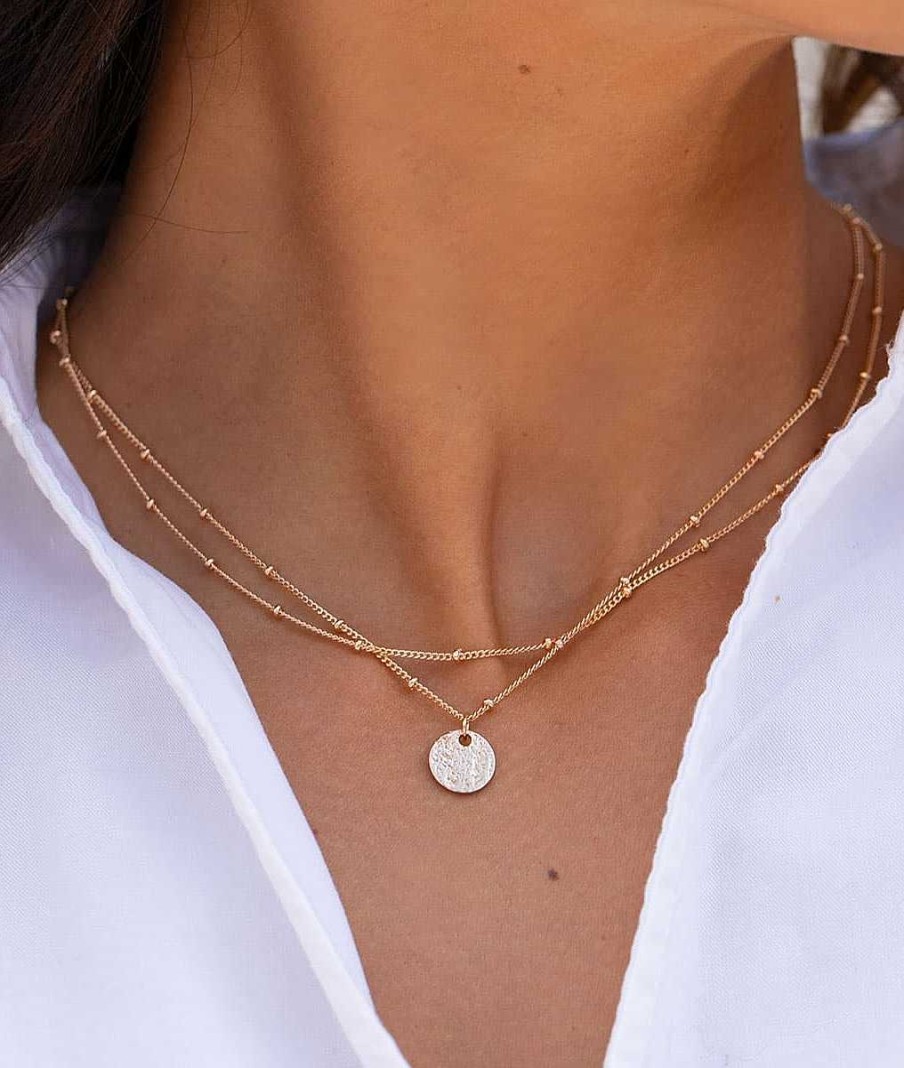 Colliers Femme L'Atelier d'Amaya | Collier Double Rang Perl Et Petite M Daille Maya Plaqu Or