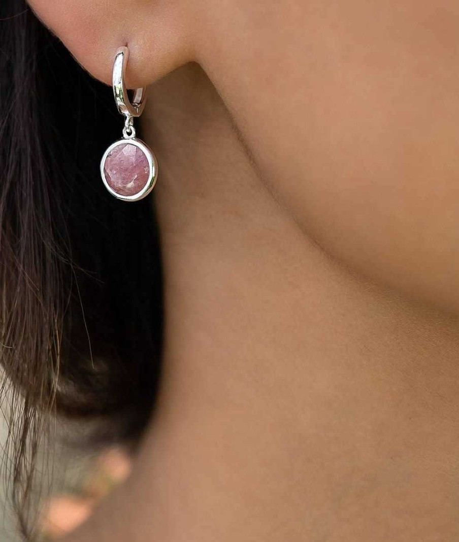 Boucles D'Oreilles Femme L'Atelier d'Amaya | Boucles D'Oreilles Cr Oles Et Rhodonite Argent 925