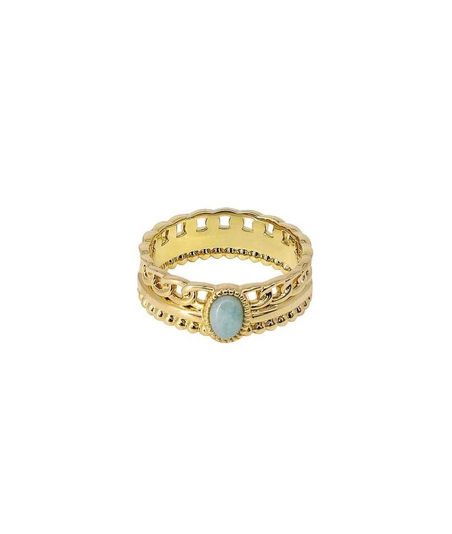 Bagues Femme L'Atelier d'Amaya | Bague Triple Rang Et Amazonite Plaqu Or