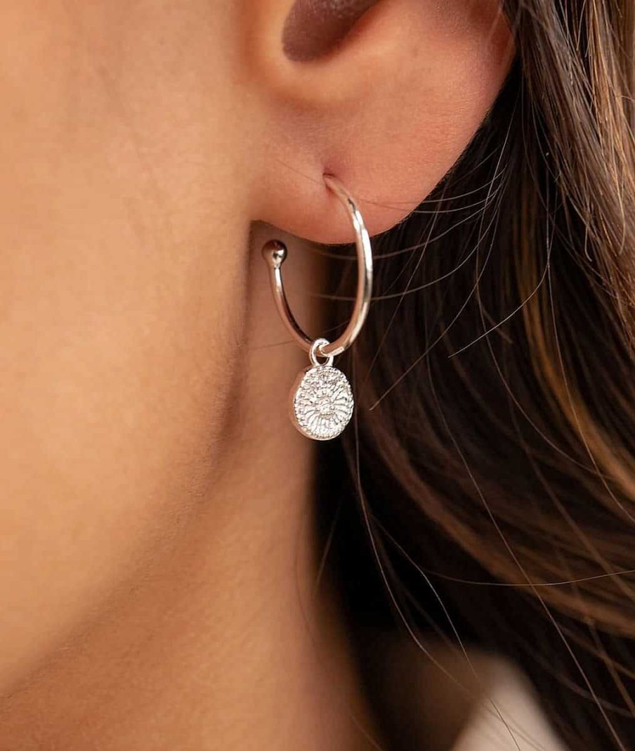 Boucles D'Oreilles Femme L'Atelier d'Amaya | Boucles D'Oreilles Cr Oles Et Pastille Fleur Argent 925