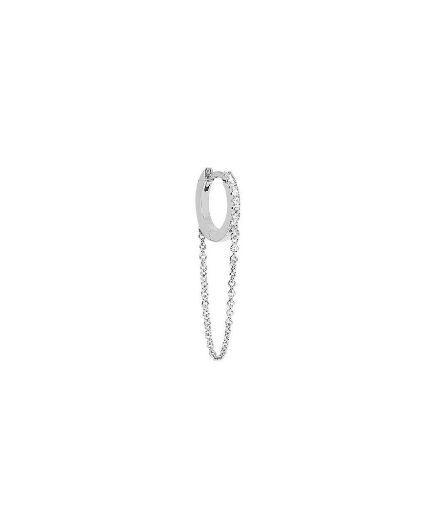 Boucles D'Oreilles Femme L'Atelier d'Amaya | Boucle D'Oreille Cr Ole Zircons Et Petite Cha Ne [ L'Unit ] Argent 925