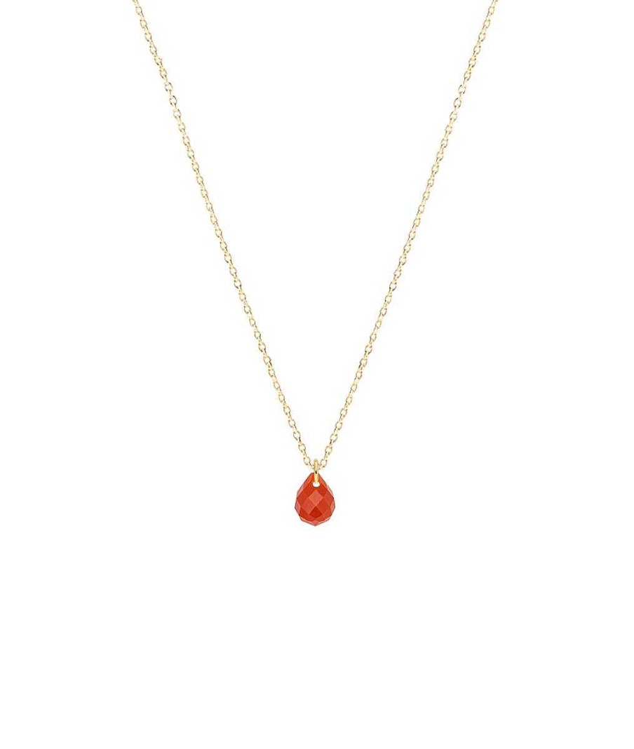 Colliers Femme L'Atelier d'Amaya | Collier Cha Ne Et Agate Rouge Suspendue Plaqu Or