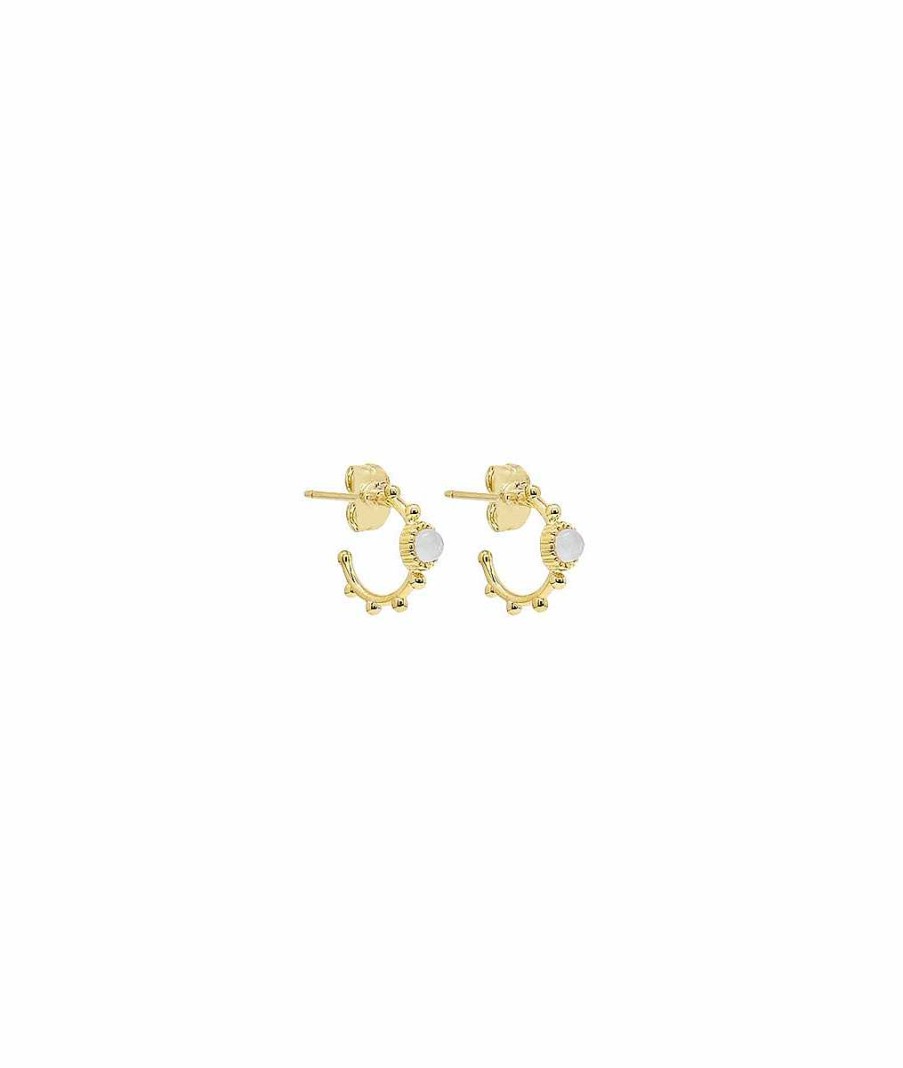 Boucles D'Oreilles Femme L'Atelier d'Amaya | Boucles D'Oreilles Cr Oles Perl Es Et Pierre Fine Plaqu Or