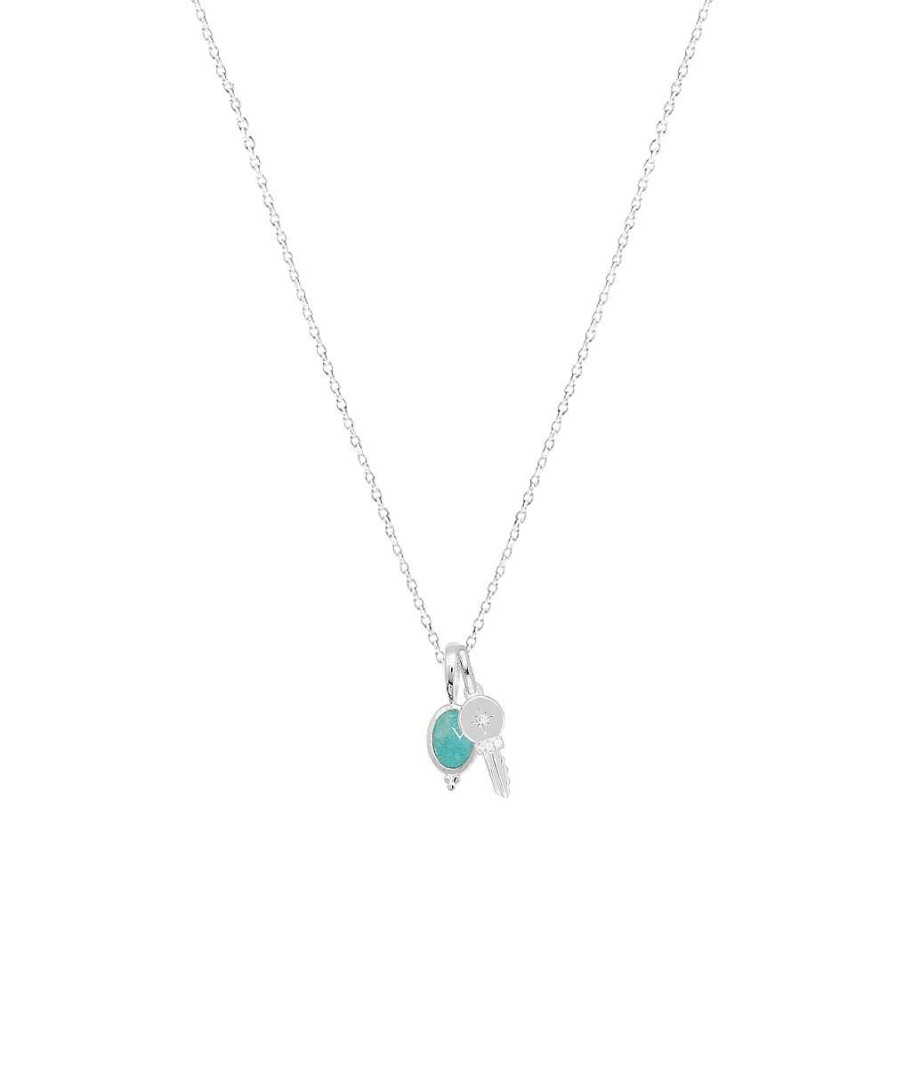 Colliers Femme L'Atelier d'Amaya | Collier Cha Ne Amazonite Et Cl Scintillante Argent 925