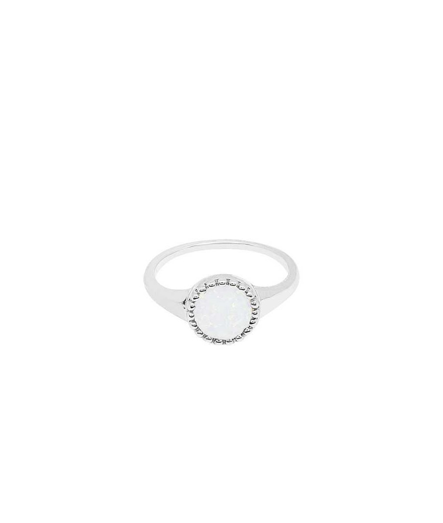 Bagues Femme L'Atelier d'Amaya | Bague Grande Pastille Perl E Opale Blanche Argent 925