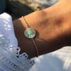 Bracelets Femme L'Atelier d'Amaya | Bracelet Cha Ne Et Pastille Stri E Amazonite Plaqu Or