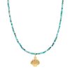 Colliers Femme L'Atelier d'Amaya | Collier Perles Turquoise Reconstitu E Et M Daille Coquillage Zircons Plaqu Or