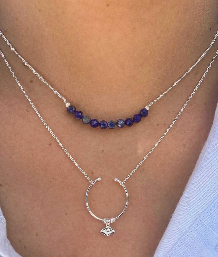 Colliers Femme L'Atelier d'Amaya | Collier Cha Ne Et Barrette De Lapis Lazuli Argent 925