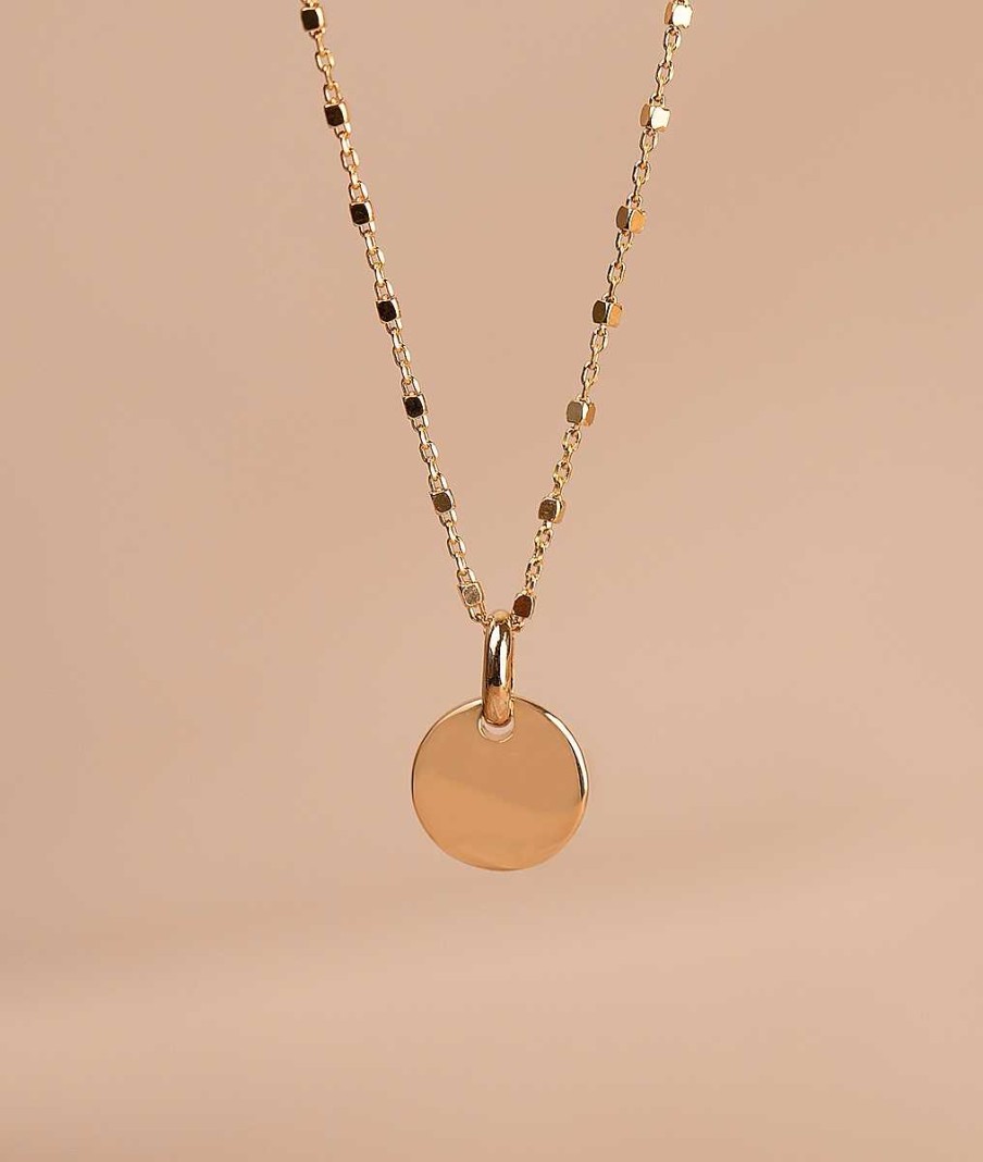 Colliers Femme L'Atelier d'Amaya | Collier Cha Ne Carr E Facett E Et Petite M Daille Bomb E Plaqu Or