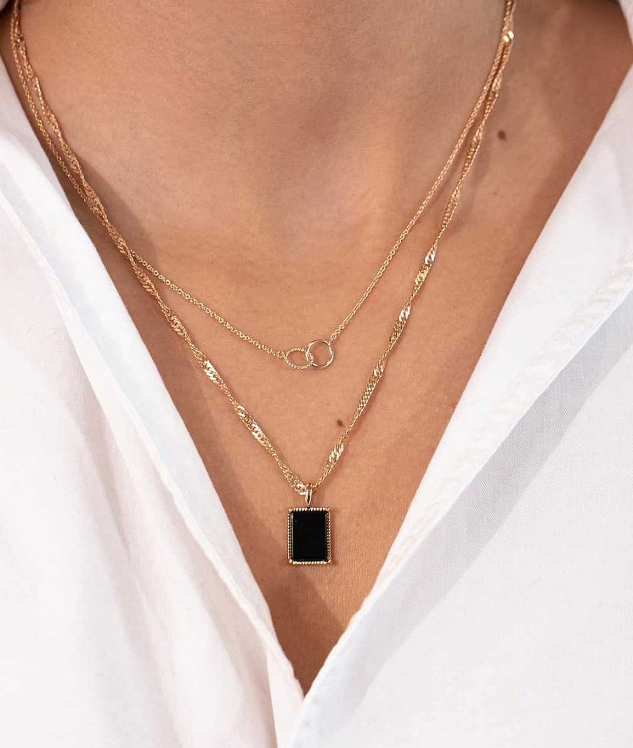 Pendentifs L'Atelier d'Amaya | M Daille Rectangle Onyx Plaqu Or