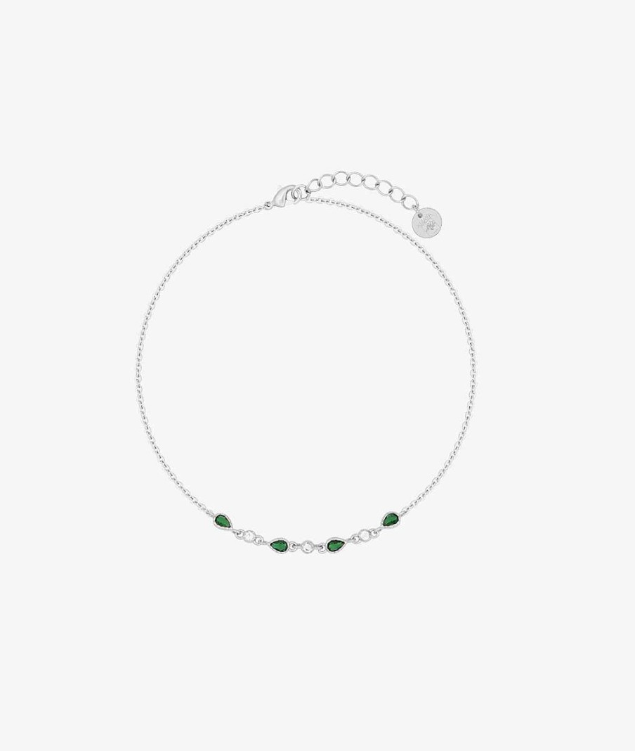 Bracelets Femme L'Atelier d'Amaya | Bracelet Cha Ne Barrette De Zircons Verts Argent 925