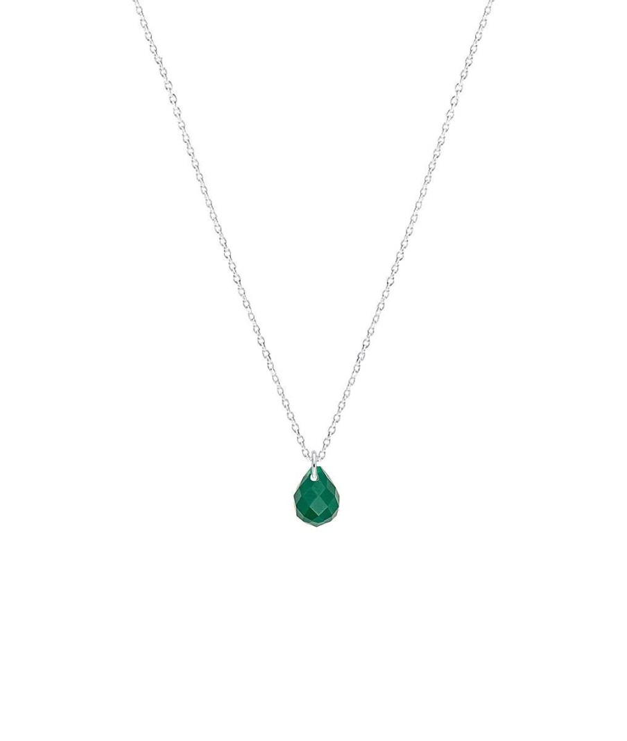 Colliers Femme L'Atelier d'Amaya | Collier Cha Ne Et Calc Doine Verte Suspendue Argent 925