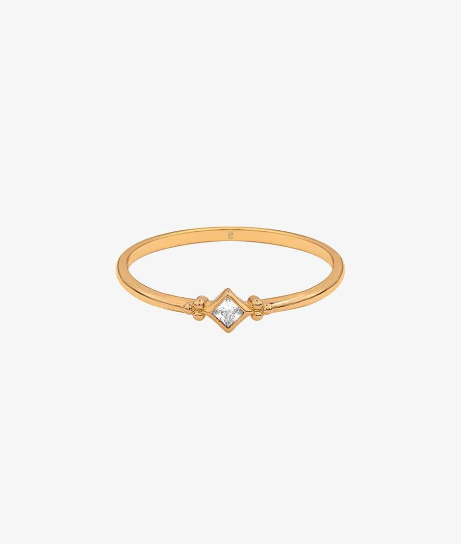 Bagues Femme L'Atelier d'Amaya | Bague Fine Mini Losange Zircon Plaqu Or