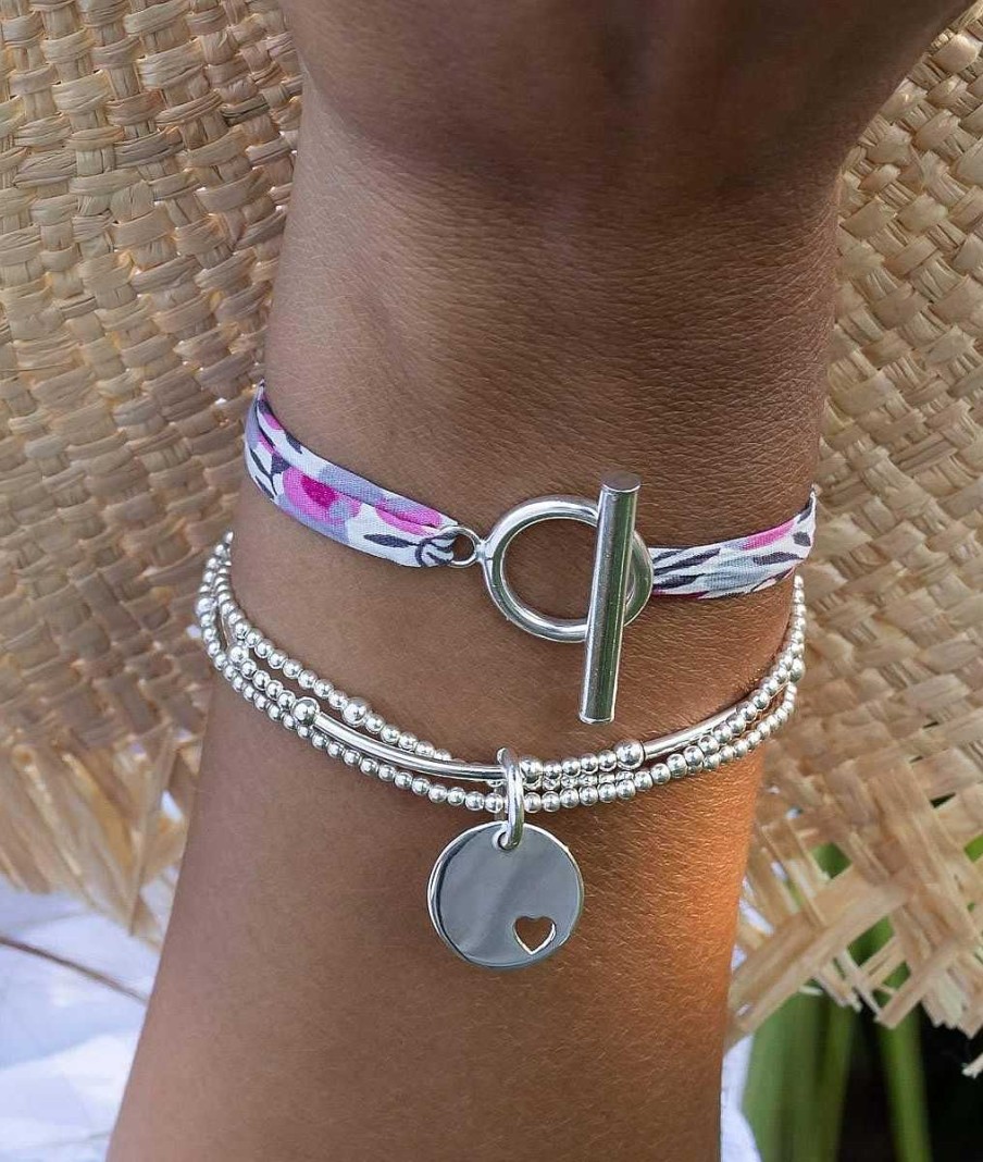 Bracelets Femme L'Atelier d'Amaya | Bracelet Trois Rangs Et M Daille Coeur Ajour Argent 925