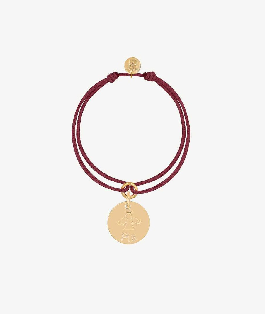 Bijoux Enfant L'Atelier d'Amaya | Bracelet Bapt Me Cordon Et M Daille Ange Pour Enfant Plaqu Or