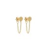 Bijoux Femme L'Atelier d'Amaya | Boucles D'Oreilles Puces Coquillage Zircons Et Cha Ne Plaqu Or