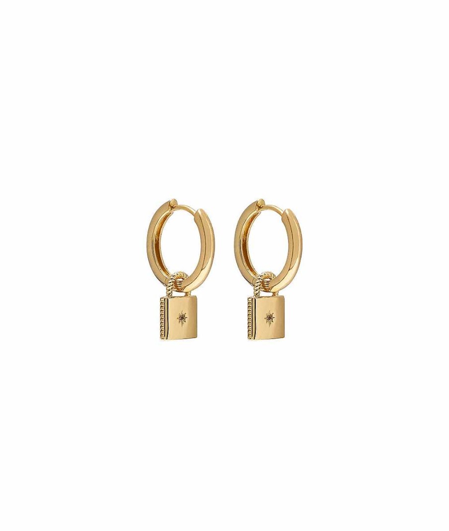 Boucles D'Oreilles Femme L'Atelier d'Amaya | Boucles D'Oreilles Cr Oles Lisses Et Cadenas Plaqu Or