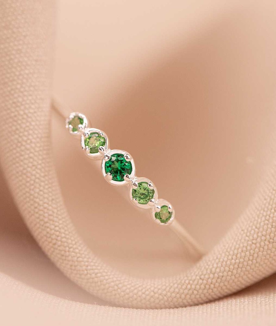 Bagues Femme L'Atelier d'Amaya | Bague Fine Barrette De Zircons D Grad S Verts Argent 925