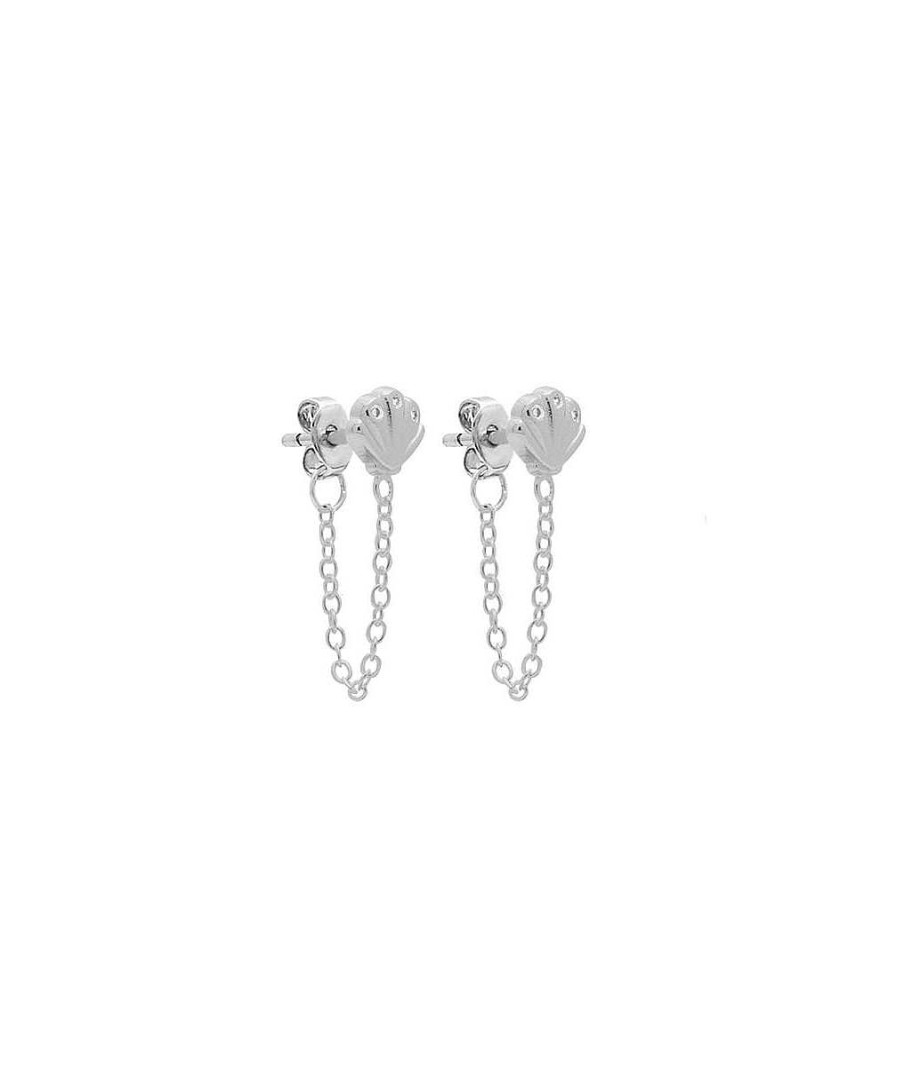 Boucles D'Oreilles Femme L'Atelier d'Amaya | Boucles D'Oreilles Puces Coquillage Zircons Et Cha Ne Argent 925