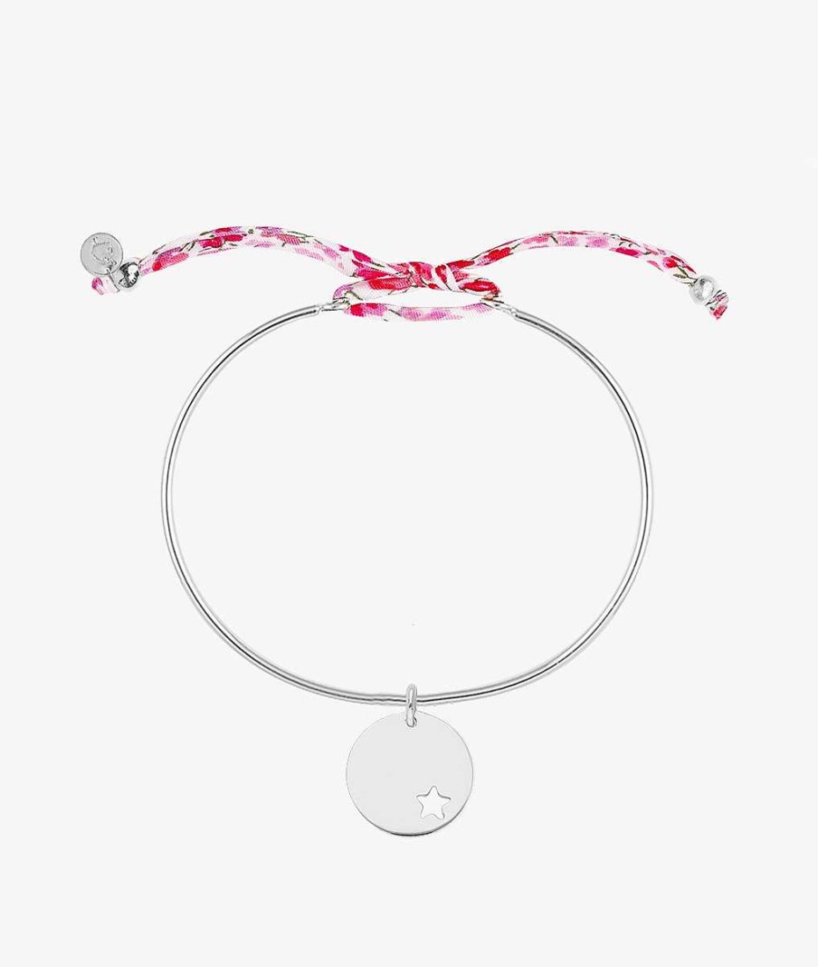 Bracelets Femme L'Atelier d'Amaya | Bracelet Jonc Cordon Liberty Et M Daille Mini Toile Ajour E Argent 925