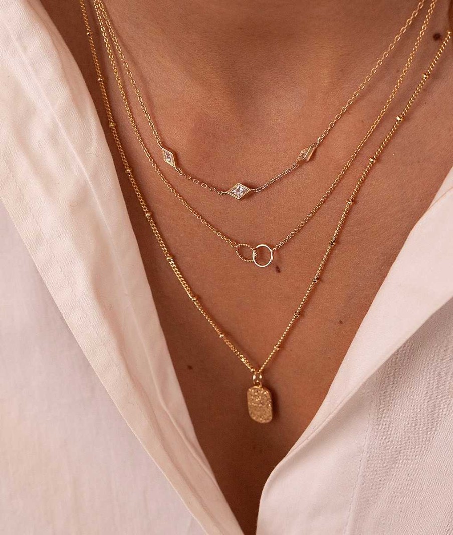 Colliers Femme L'Atelier d'Amaya | Collier Cha Ne Trois Losanges Zircons Plaqu Or