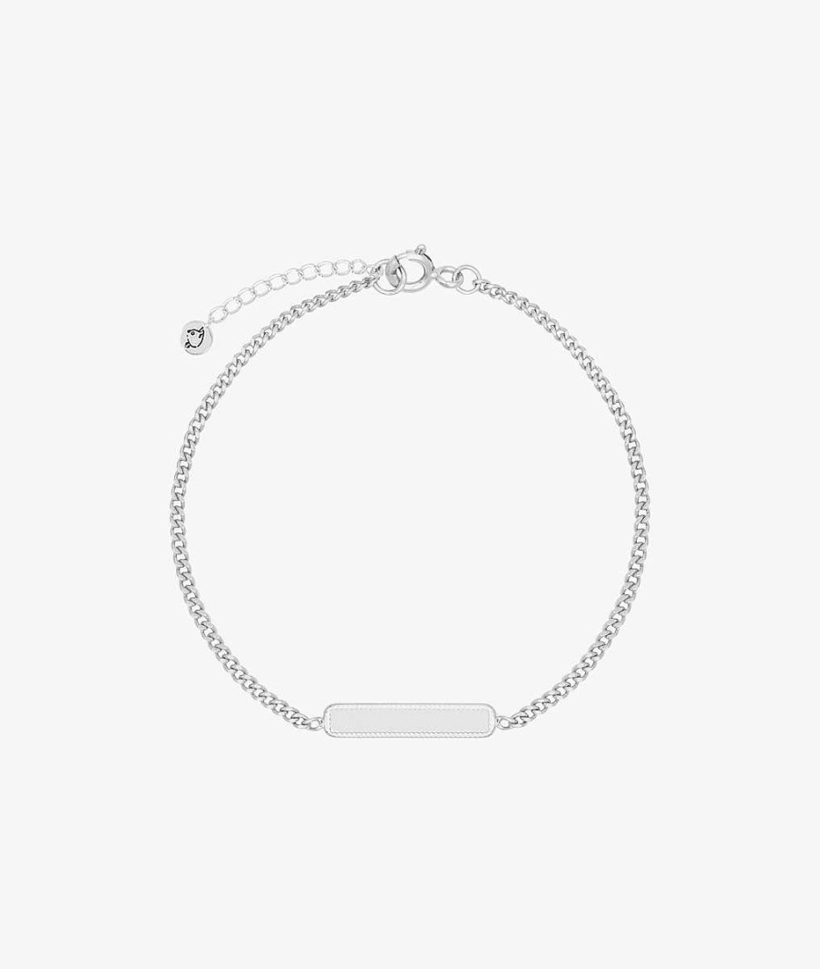 Bracelets Femme L'Atelier d'Amaya | Bracelet Gourmette Et Plaque Lisse Argent 925