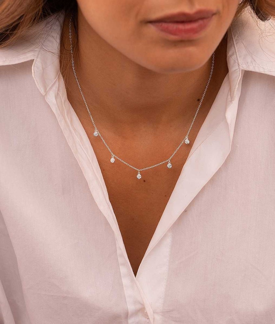 Colliers Femme L'Atelier d'Amaya | Collier Cha Ne 5 Mini Pastilles Textur Es Argent 925