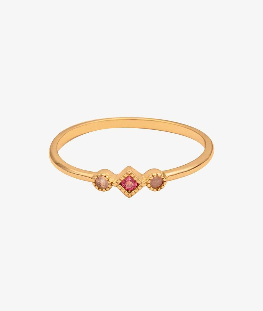 Bagues Femme L'Atelier d'Amaya | Bague Tourmaline Et Losange Quartz Rose Plaqu Or